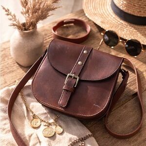 Most Wanted Brown Leather Crossbody Saddlebag Bag Western Boho Hippie